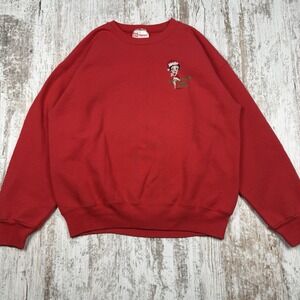 Vintage Betty‎ Boop Christmas Sweatshirt Crewneck Greetings Michigan Sz L
